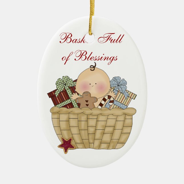 Basket Full of Blessings Ceramic Tree Decoration (Front)