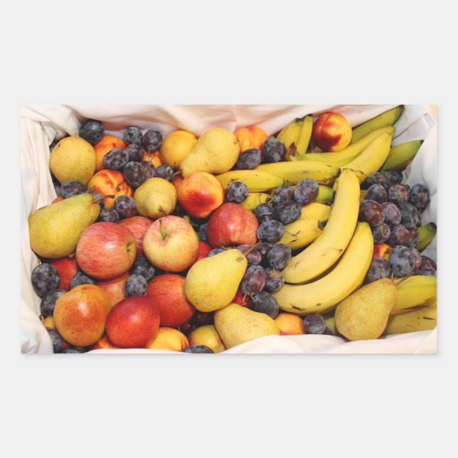 Basket Full Of Fruits Rectangular Sticker (Front)