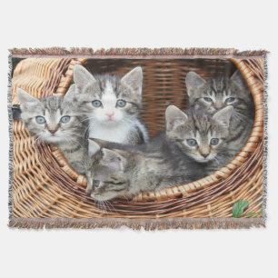 Basket Full Of Kittens Throw Blanket