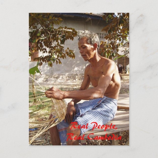 Basket maker in Prie Khmeang Village Postcard (Front)