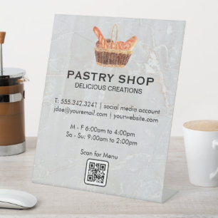 Basket of Baguettes Cafe Pedestal Sign