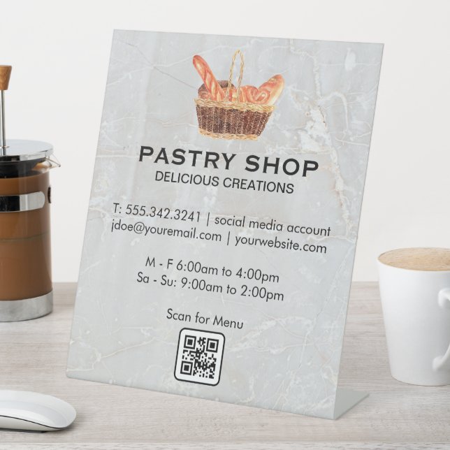 Basket of Baguettes | Cafe Pedestal Sign (In SItu)