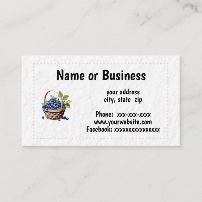 Basket of blueberries business card (Front)