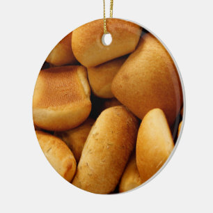 Basket of Dinner Rolls Ceramic Tree Decoration
