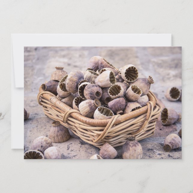 Basket of Dried Pod Poppy Seeds Invitation (Front)