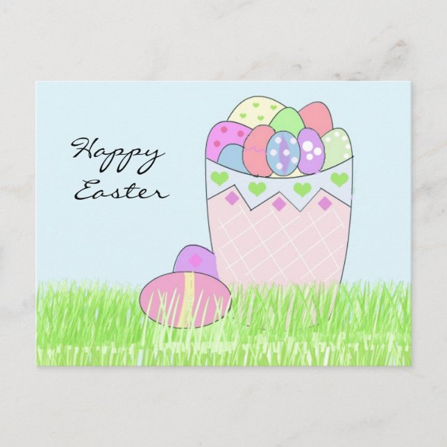 Basket of Easter Eggs Holiday Postcard (Front)