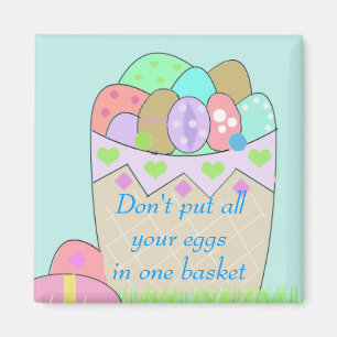 Basket of Easter Eggs with Saying Magnet