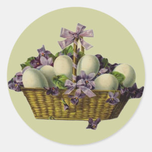 Basket of Eggs & Violets Classic Round Sticker