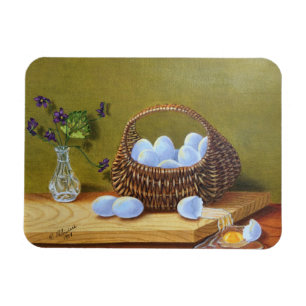 Basket of Eggs with Violets Magnet