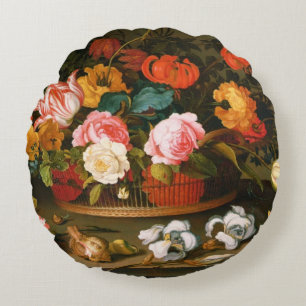 Basket of flowers, 1625 round cushion