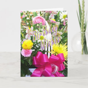 Basket of Flowers Bday Wishes Card