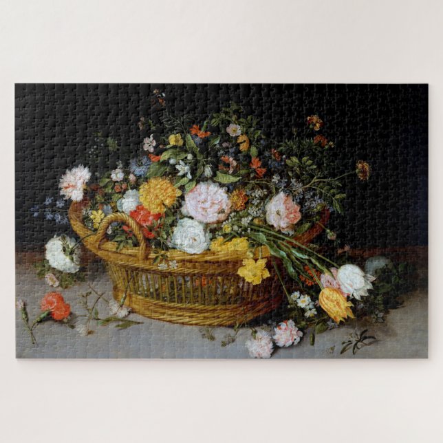Basket of Flowers, Jan Brueghel the Younger Jigsaw Puzzle (Horizontal)