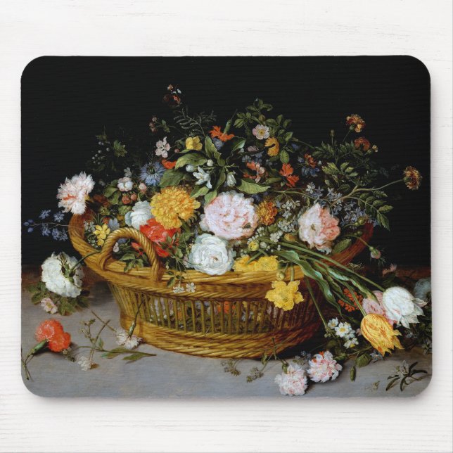 Basket of Flowers, Jan Brueghel the Younger Mouse Mat (Front)