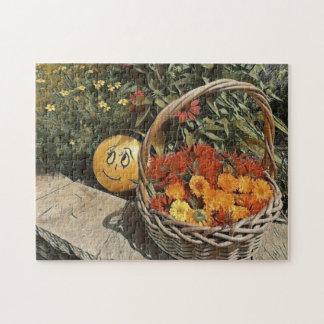 Basket Of Flowers Jigsaw Puzzle