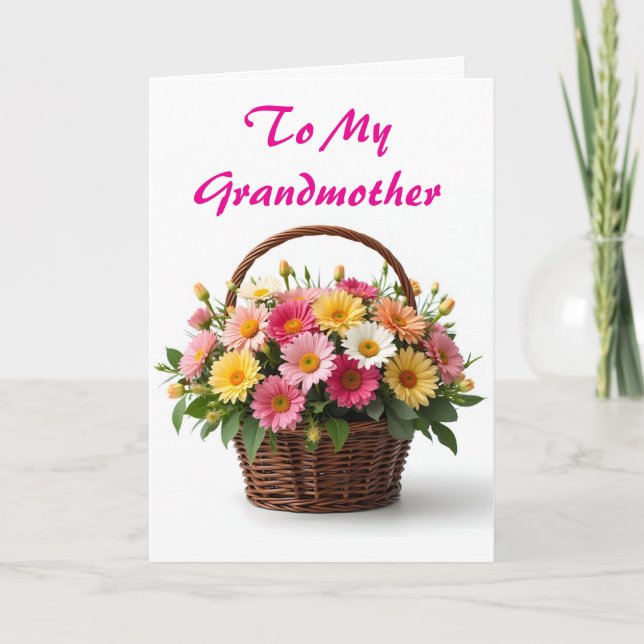 Basket of Flowers Mother's Day Grandmother Holiday Card (Front)