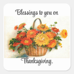 Basket Of Flowers Thanksgiving Stickers