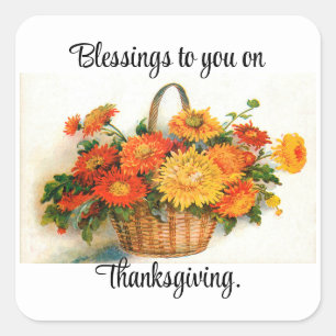 Basket Of Flowers Thanksgiving Stickers
