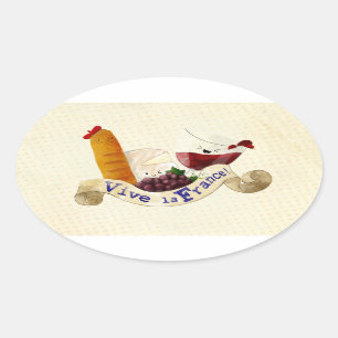 Basket of French Treats Oval Sticker