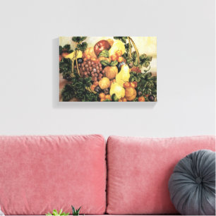 Basket of Fruit Watercolor Painting  Canvas Print