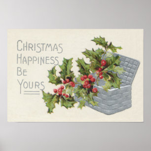 Basket of Holly Winterberry Poster