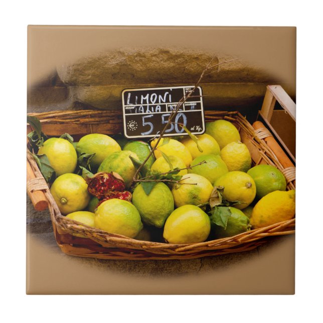 Basket of Italian Lemons Tile (Front)