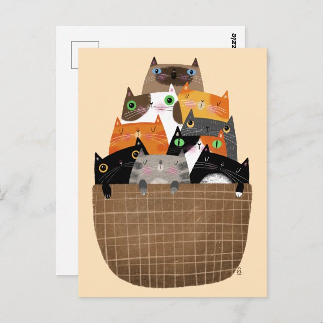 Basket of Kittens Postcard (Front/Back)