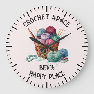Basket of knitting and crochet large clock