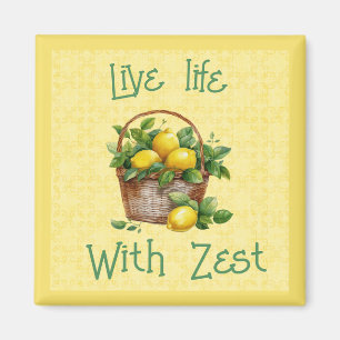 Basket of Lemons - Live Life With Zest Magnet