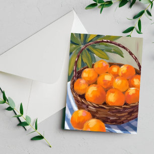 Basket of Oranges Fruit Citrus Painting Card