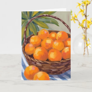Basket of Oranges Fruit Citrus Painting Card