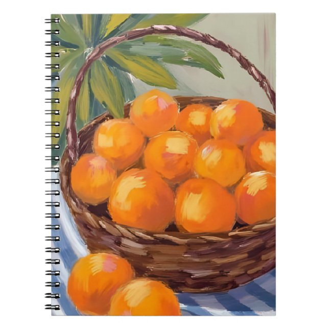 Basket of Oranges Fruit Citrus Painting Notebook (Front)
