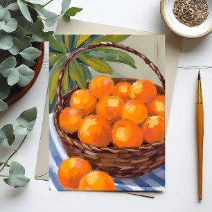 Basket of Oranges Fruit Citrus Painting Postcard