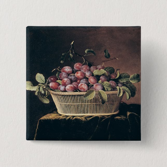 Basket of Plums 15 Cm Square Badge (Front)