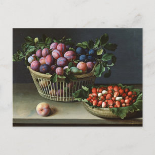 Basket of Plums and Basket of Strawberries, 1632 Postcard