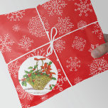 Basket of Poinsettias with Holly Classic Round Sticker<br><div class="desc">A Christmas round sticker with a vintage design showcasing a wicker basket adorned with lush poinsettias and festive holly,  capturing the essence of traditional holiday cheer.</div>