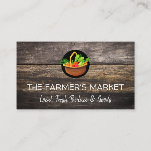 Basket of Produce   Wooden Boards Business Card