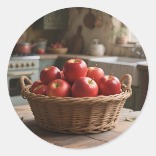 Basket of Red Apples Classic Round Sticker