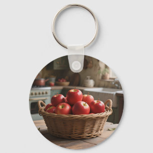 Basket of Red Apples Key Ring
