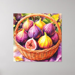 Basket of Ripe Figs in a Rustic Natural Display Canvas Print