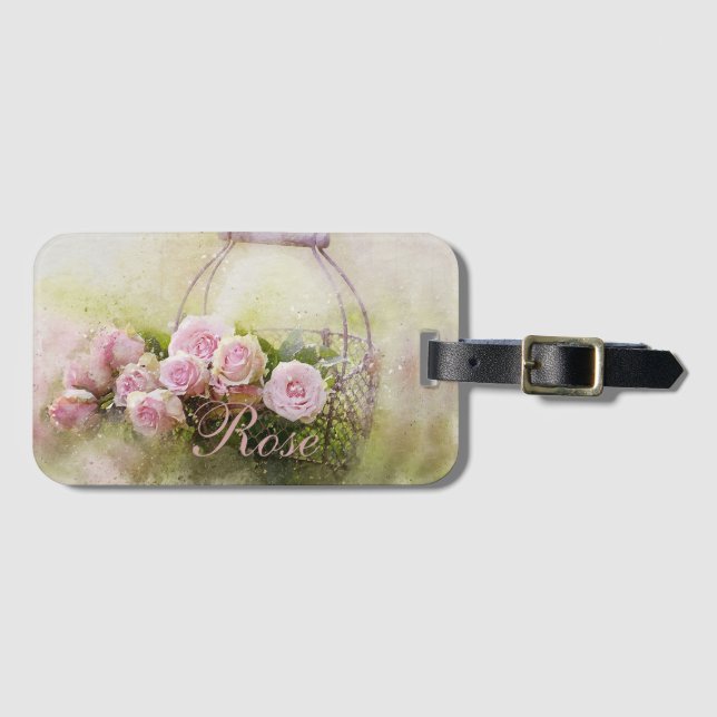 Basket of Roses Luggage Tag (Front Horizontal)