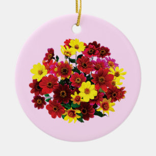 Basket of Single Dahlias Ceramic Tree Decoration