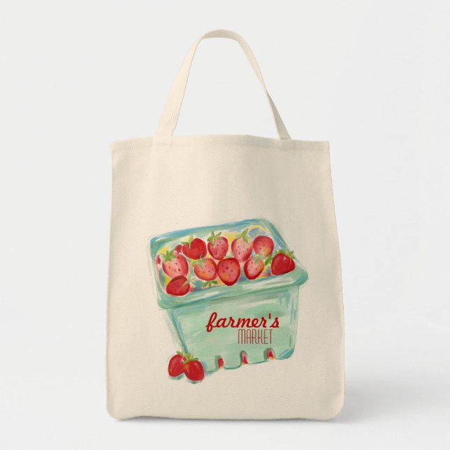 Basket of Strawberries Market Tote Bag (Front)
