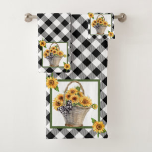Basket of sunflowers bath towel set