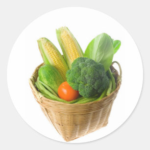 Basket of vegetables classic round sticker