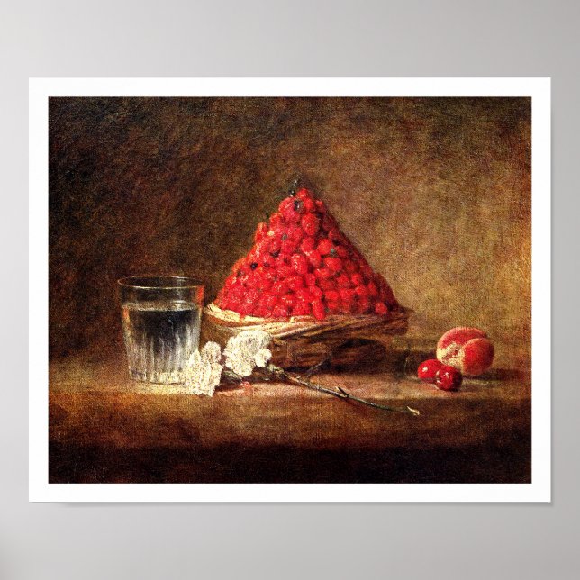 Basket of Wild Strawberries by Jean Simeon Chardin Poster (Front)
