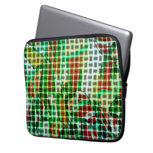 Basket style, green curved ribbons, coral details laptop sleeve