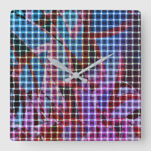 Basket style on tones of dark pink, lilac, blue... square wall clock