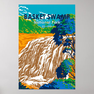 Basket Swamp National Park Australia Vintage Poster