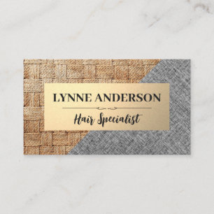 Basket Weave Pattern   Linen Grey Fabric Business Card