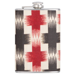 Basket Weave Pattern red and black Abstract art Hip Flask